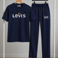 Men's Navy Blue Activewear Set – Premium T-Shirt & Track Pants