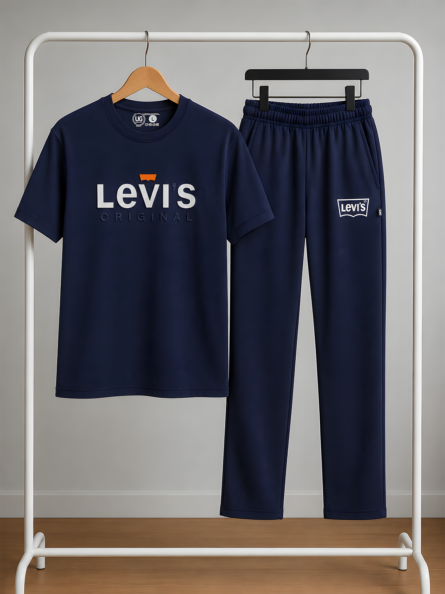 Men's Navy Blue Activewear Set – Premium T-Shirt & Track Pants