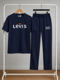Men's Navy Blue Activewear Set – Premium T-Shirt & Track Pants