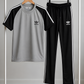 Men's Premium Grey & Black Sports Tracksuit Set