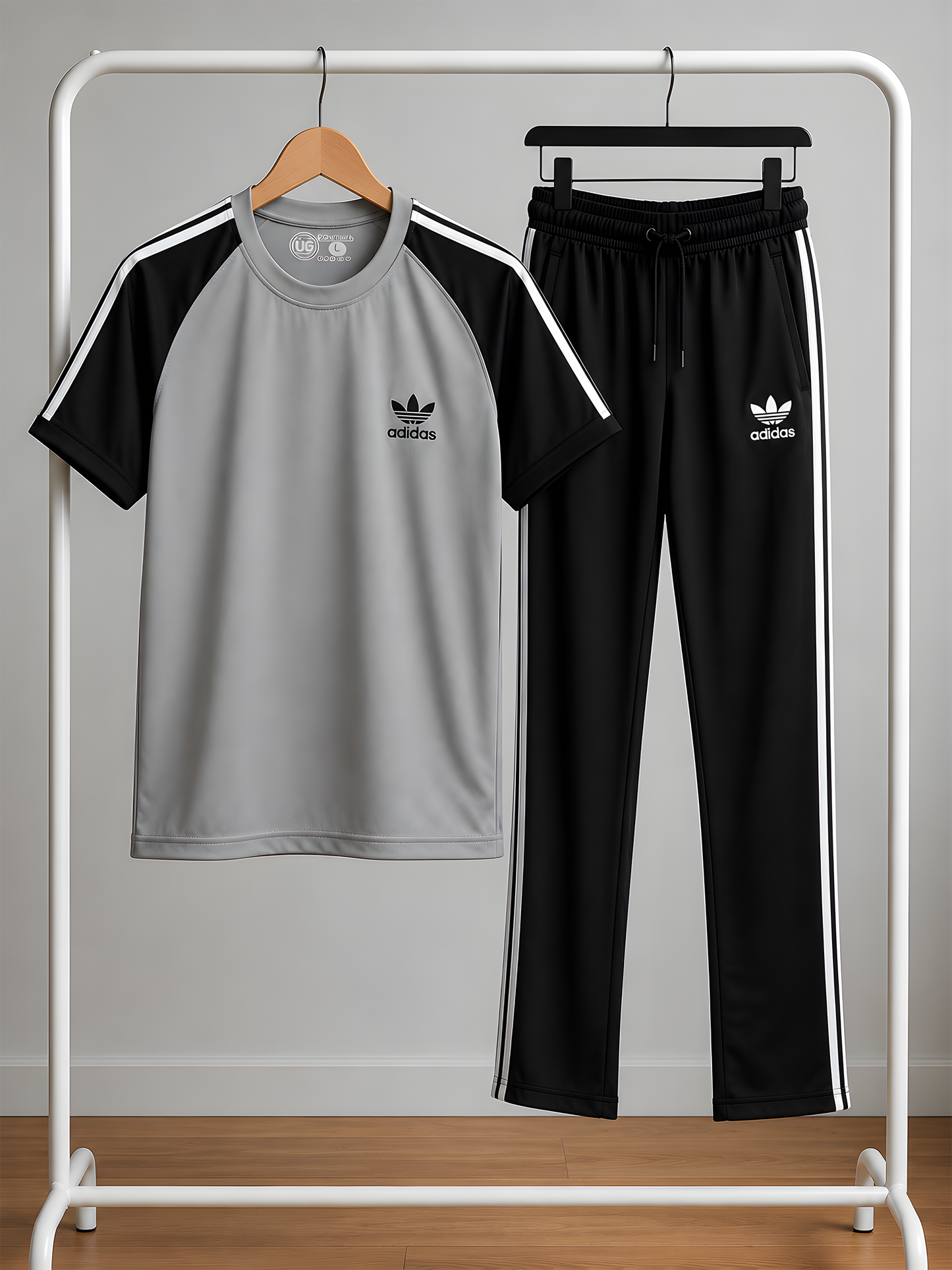 Men's Premium Grey & Black Sports Tracksuit Set