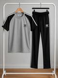 Men's Premium Grey & Black Sports Tracksuit Set