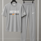 Men's Premium Light Grey Sports T-Shirt & Track Pant Set