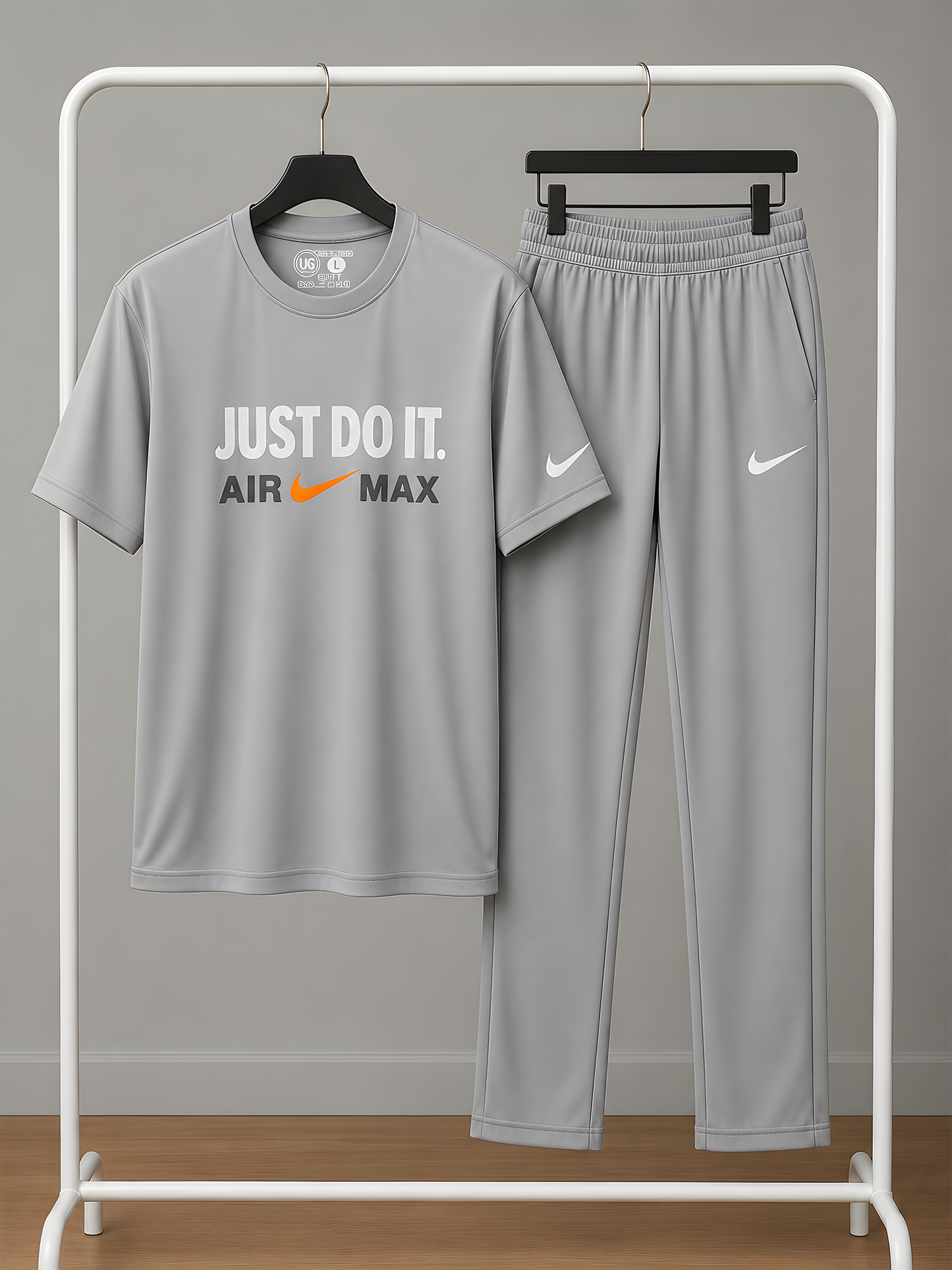 Men's Premium Light Grey Sports T-Shirt & Track Pant Set