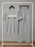 Men's Premium Light Grey Sports T-Shirt & Track Pant Set