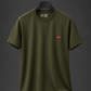 Men's Premium Olive Green Minimal Logo Crew Neck T-Shirt