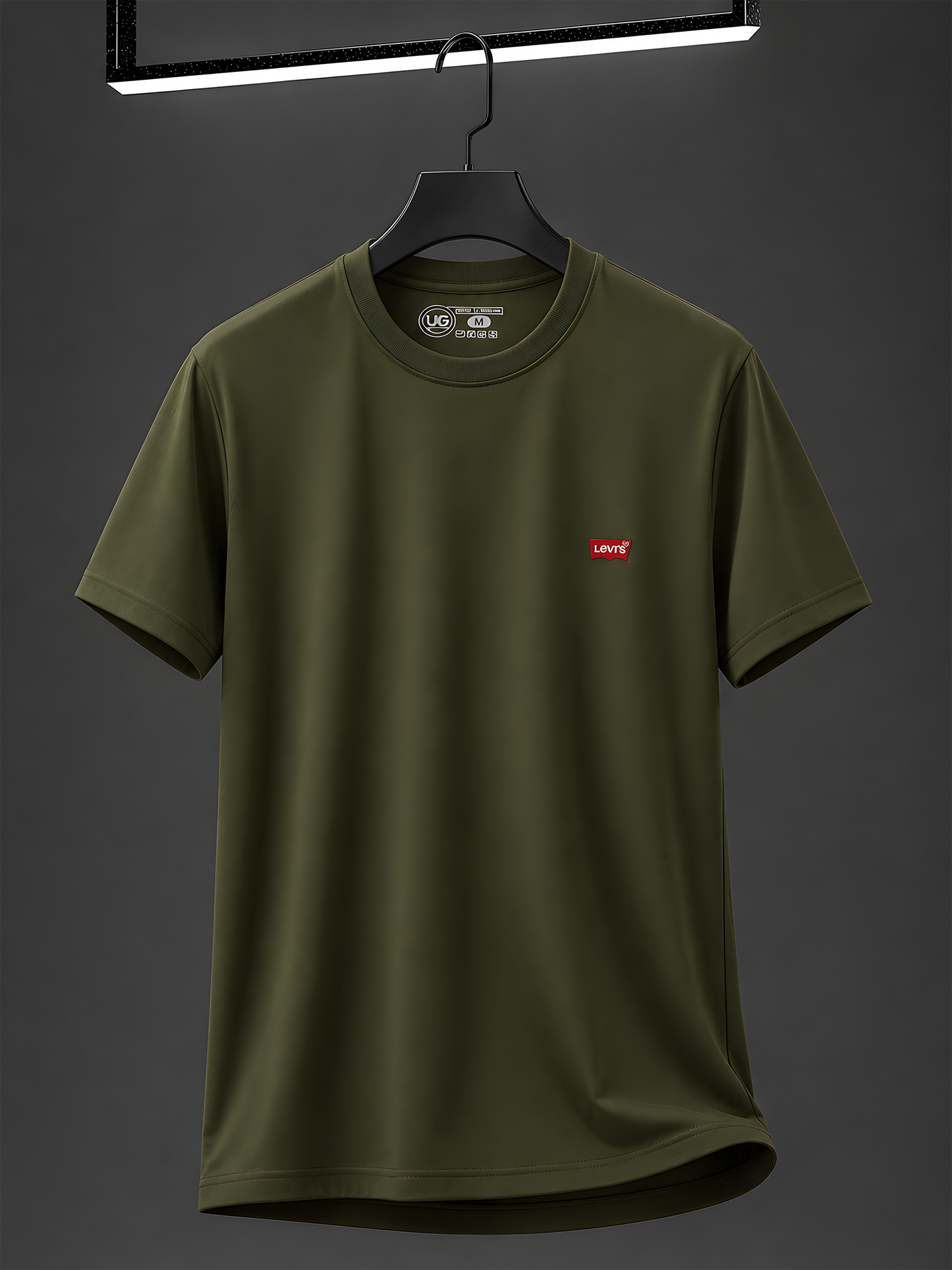 Men's Premium Olive Green Minimal Logo Crew Neck T-Shirt