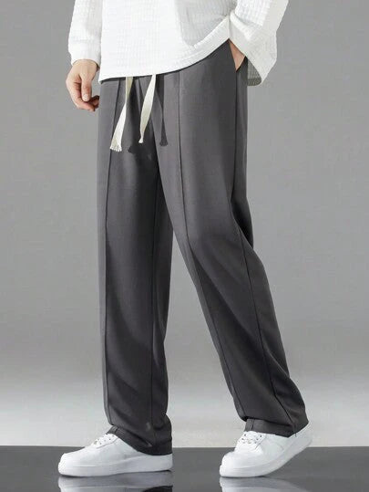 Men's Premium Charcoal Grey Relaxed Fit Drawstring Trousers