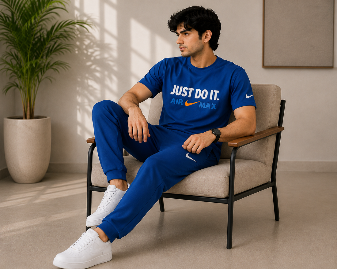 Men's Royal Blue Activewear Set – Performance T-Shirt & Track Pants
