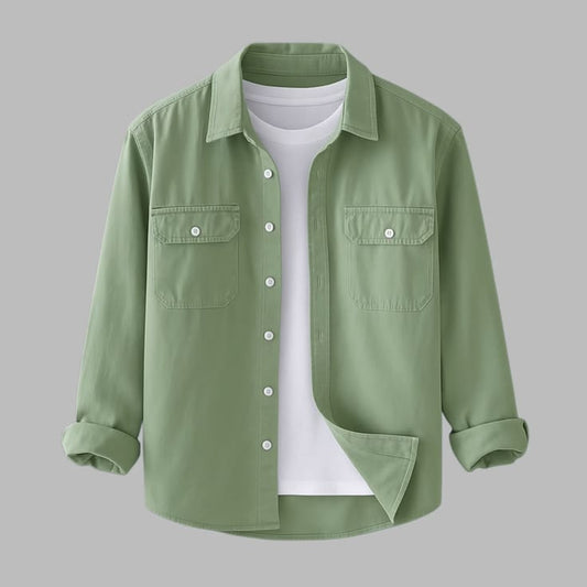 Men's Premium Sage Green Casual Cotton Overshirt