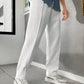 Men's Premium White Relaxed Fit Drawstring Trousers
