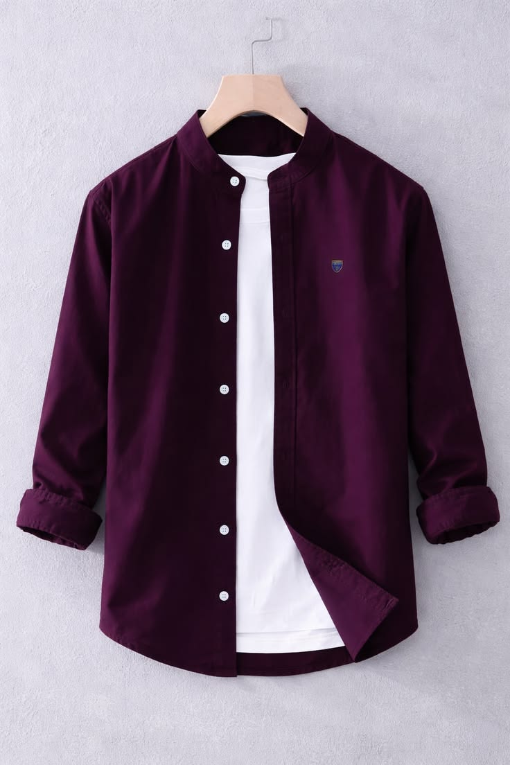 Men's Premium Maroon Casual Cotton Overshirt